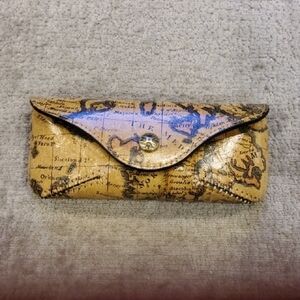 Patricia Nash Map-Print Eyeglasses Case in Tan and Brown